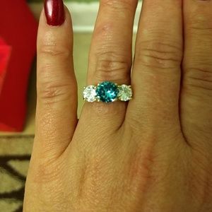 *SOLD* Diamond and Blue Topaz Ring